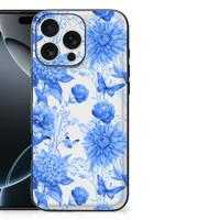 Bloemen Hoesje voor iPhone 16 Pro Max Flowers Blue