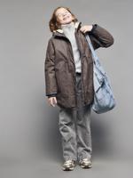 Parka met luipaardprint voor meisjes met sherpavoering JONEN marineblauw