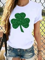 Women‘s St Patricks Day Irish Glitter Shamrock Cotton T-Shirt - thumbnail