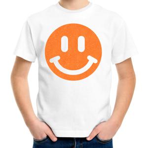 Verkleed T-shirt voor jongens - smiley - wit - carnaval - feestkleding voor kinderen