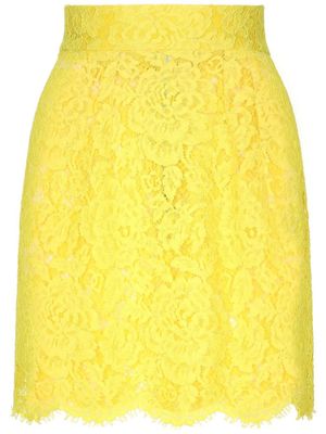 Dolce & Gabbana minijupe bordée de dentelle fleurie - Jaune