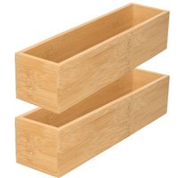 2x stuks kast/lade/make-up sorteer organizer - bamboe hout bakje - 7.5 x 30.5 x 6.5 cm - Make-up dozen - thumbnail