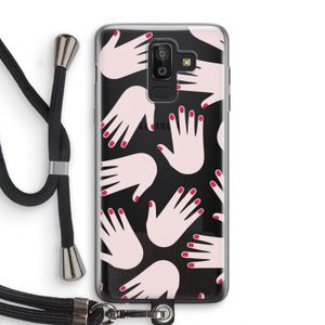 Hands pink: Samsung Galaxy J8 (2018) Transparant Hoesje met koord