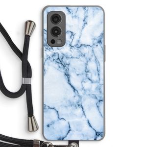 Blauw marmer: OnePlus Nord 2 5G Transparant Hoesje met koord