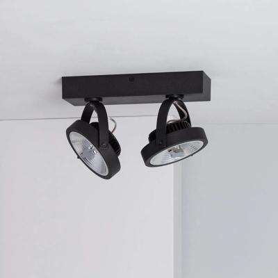 Zwarte verstelbare CREE-COB 30W AR111 LED plafondlamp met 2 spotlights (dimbaar)