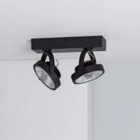 Zwarte verstelbare CREE-COB 30W AR111 LED plafondlamp met 2 spotlights (dimbaar)