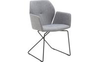 Goossens Excellent Eetkamerstoel Manzini grijs stof met armleuning, modern design