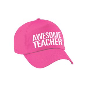 Awesome teacher pet / cap voor leraar / lerares roze voor dames en heren