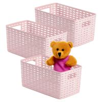 Opbergmand - 3x - Kastmand - rotan kunststof - roze - 5 Liter - 15 x 28 x 13 cm - thumbnail