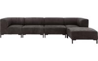 Goossens Excellent Bank Marshall Met Hocker donkerbruin, leer, 2 x 1,5-zits, urban industrieel