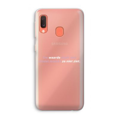 uw waarde daalt niet: Samsung Galaxy A20e Transparant Hoesje