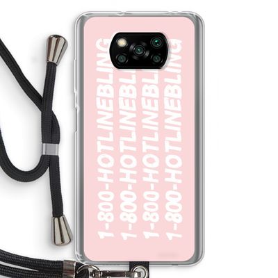 Hotline bling pink: Xiaomi Poco X3 NFC Transparant Hoesje met koord