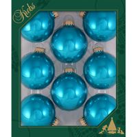 8x stuks glazen kerstballen 7 cm tropical aqua blauw