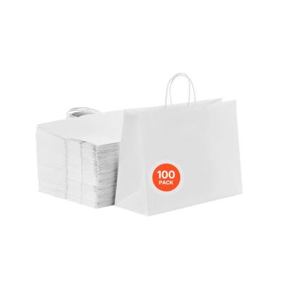 VEVOR Papieren Draagtassen met Handvatten 100 Stuks 406x152x308mm Wit