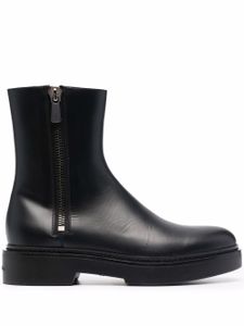 Santoni bottes en cuir à petit talon - Noir