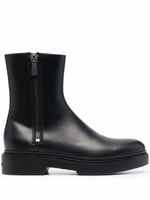 Santoni bottes en cuir à petit talon - Noir