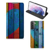 Samsung Galaxy S21 Plus Book | Wallet Case | Wood Heart - Cadeau voor je Vriend
