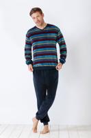 Warme blauwe velours herenpyjama van Hajo