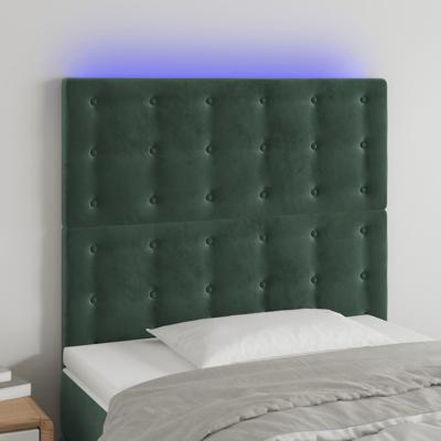 Hoofdbord LED 90x5x118/128 cm fluweel donkergroen