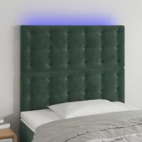 Hoofdbord LED 90x5x118/128 cm fluweel donkergroen