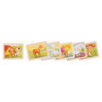 Goki Houten Puzzels Dieren, set van 6