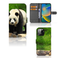 iPhone 14 Pro Max Telefoonhoesje met Pasjes Panda - thumbnail