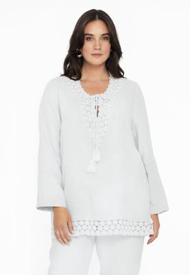 Yoek Wijde blouse met kant | Wit | Maat 50/52