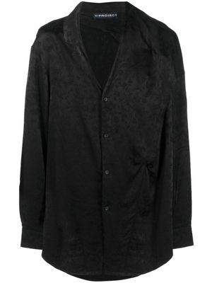 Y/Project chemise en satin à fleurs - Noir