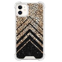 iPhone 11 siliconen shockproof hoesje - Chevron luipaard