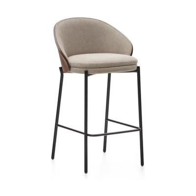 Kave Home Eamy barkruk H65 chenille Lichtbruin/Wenge