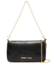 Bimba y Lola petit sac à bandoulière en cuir à logo - Noir