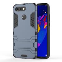Schokbestendige PC + TPU Case voor Huawei Honor V20 met houder (marineblauw)