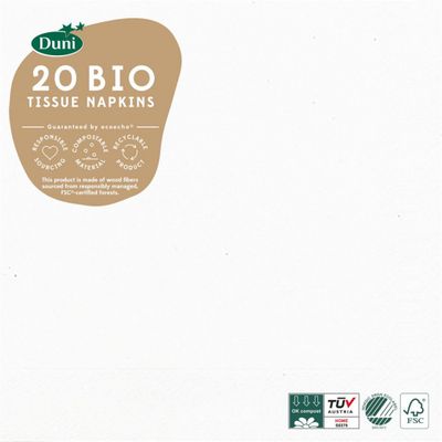 Servetten White 3-laags tissue 33 x 33 cm - Duni