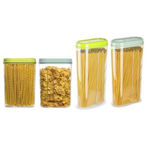 Voedselcontainers set - 4 stuks - groen - 2350ml en 1500ml - kunststof - voorraadpot/strooibus