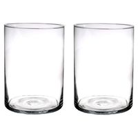 Set van 2x stuks glazen vaas/vazen transparant 25 x 18 cm - Vazen