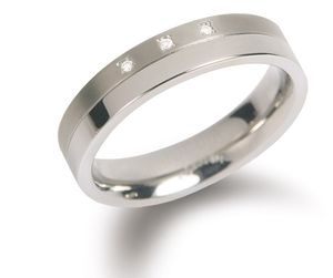 Boccia 0129-03 Ring Titanium-Diamant zilverkleurig 4,3 mm 3 * 0.015 crt Maat 53