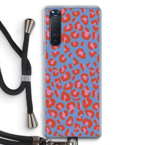 Leopard blue: Sony Xperia 5 II Transparant Hoesje met koord