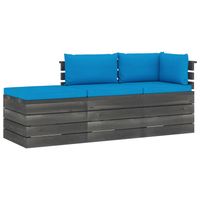 vidaXL 3-delige Loungeset met kussens pallet massief grenenhout - thumbnail
