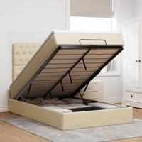 Ottoman bed met matras 120x200cm stof crèmekleurig