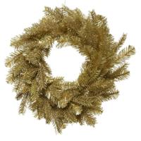 Decoris Kerstkrans/dennenkrans - goud glitter - 50 cm - kunststof - deurkrans