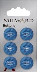 Milward Parelmoer Knoop Rond met Ellips Blauw 16mm (6 stuks)