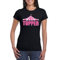 Circus t-shirt zwart Topper in roze letters dames