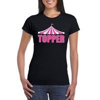 Circus t-shirt zwart Topper in roze letters dames - thumbnail