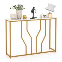 Console Tafel Marmeren Entree Tafel Modern Geometrisch Ontwerp Gouden Metalen Frame Anti-Kantel Set Inbegrepen 110 x 30 x 80 cm