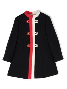 Gucci Kids duffle-coat rayé à capuche - Bleu