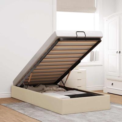 Bedframe zonder matras 90x200 cm stof crèmekleurig