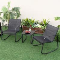 3-delige Schommelset Balkonset met 2 Stoelen en Tafel Tuinmeubelset met Zachte Schommelbeweging Zitgroep voor Terras Balkon 3-delige Schommelset Balkonset met 2 Stoelen en Tafel Tuinmeubelset met Zachte Schommelbeweging Zitgroep voor Terras Balkon