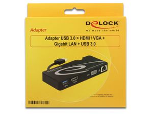 DeLOCK Adapter USB 3.0 > HDMI / VGA + Gigabit LAN + USB 3.0 adapter