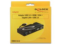 DeLOCK Adapter USB 3.0 > HDMI / VGA + Gigabit LAN + USB 3.0 adapter - thumbnail