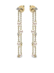 Yoko London boucles d'oreilles pendantes Trend en or 18ct ornées de diamants et de perles